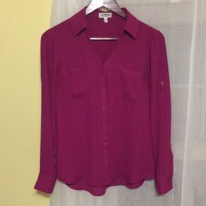 EXPRESS 🎀Long sleeve magenta blouse